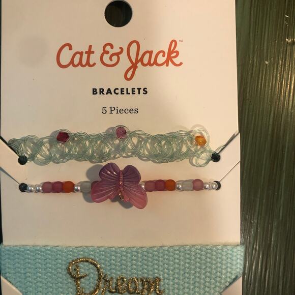 Cat & Jack NWT 3 Piece Girl's Bracelet Set Butterfly Bear Dream - Picture 3 of 4